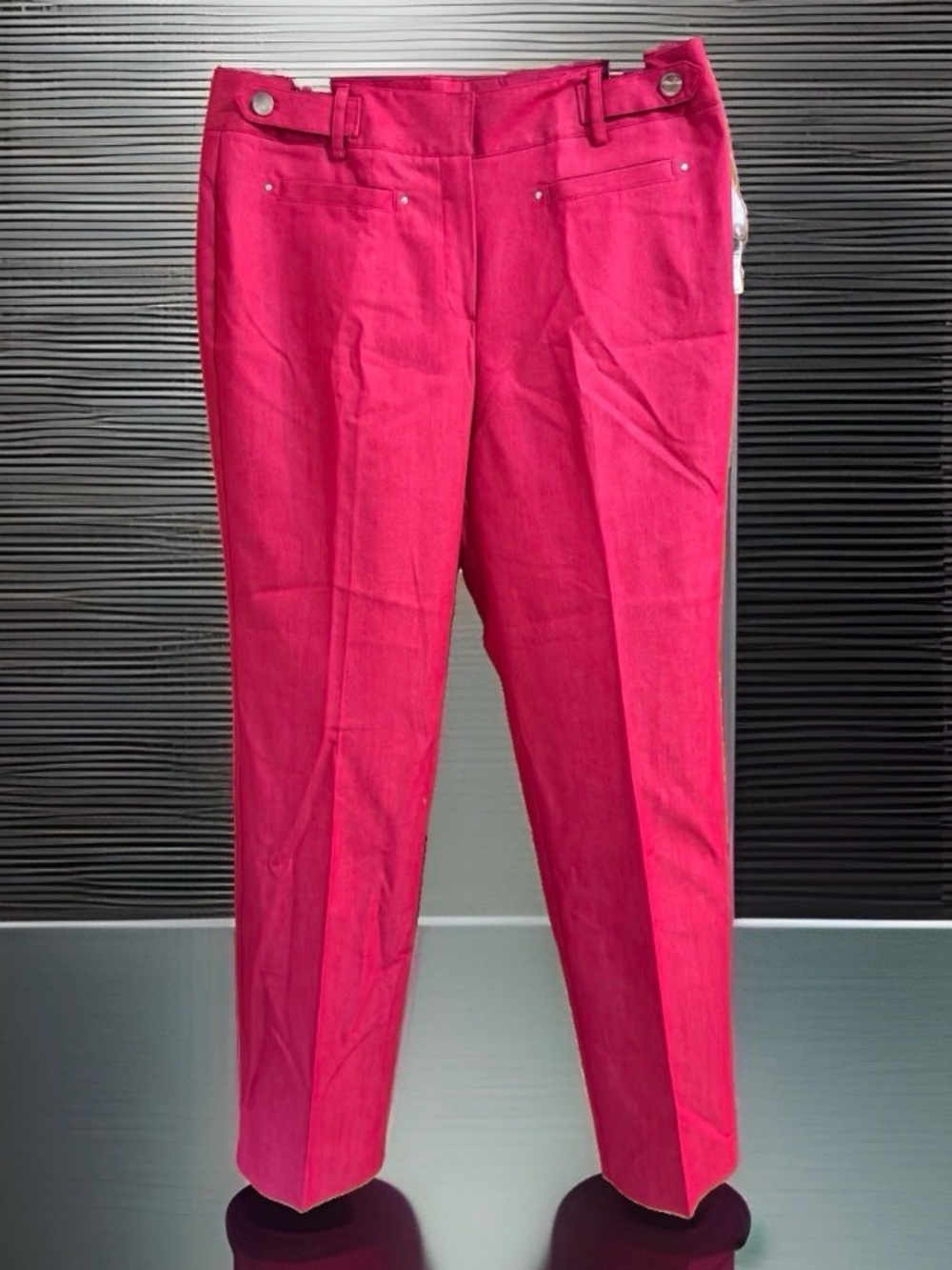 Nwt New Directions Mercury Red Straight-Leg High-Rise Trousers-12
